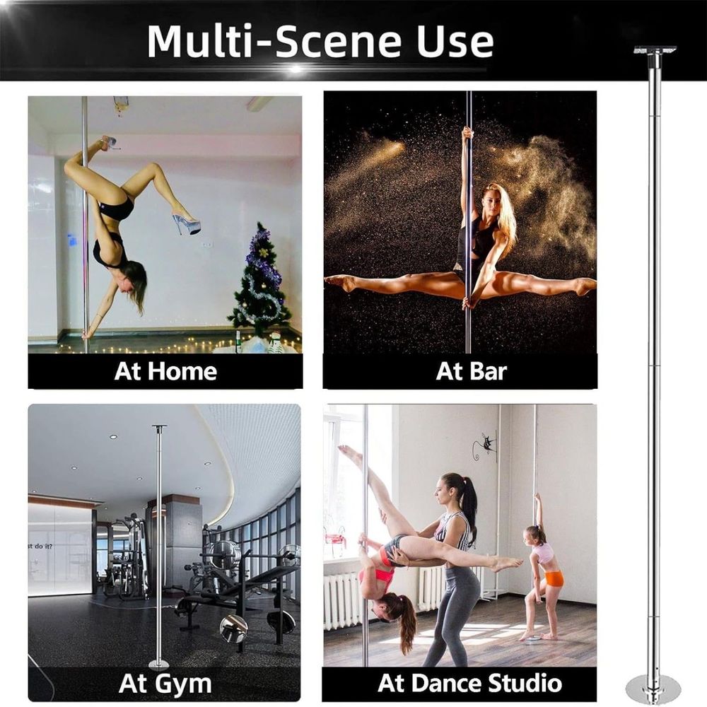 Fixed Dance Pole Kit, Professional 45mm Spinning & Static Dancing Pole